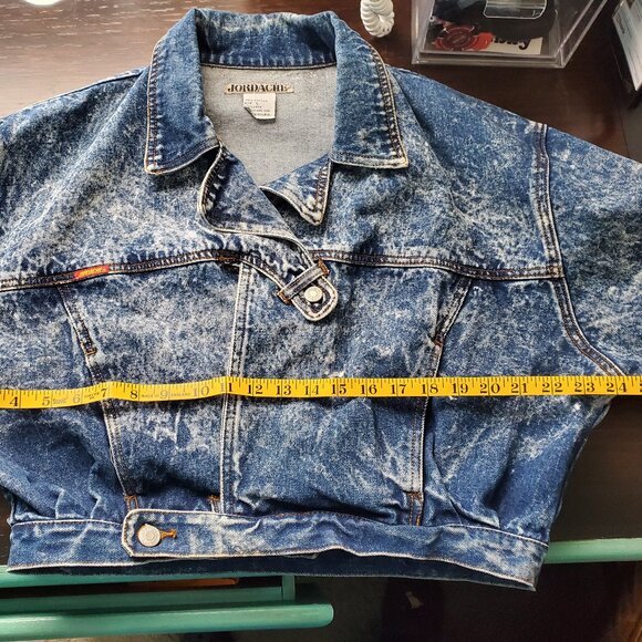 🔥Jordache Iconic 80s Acid Wash Denim Jacket | Wide Collar Cropped Oversized L🔥 - Picture 9 of 14